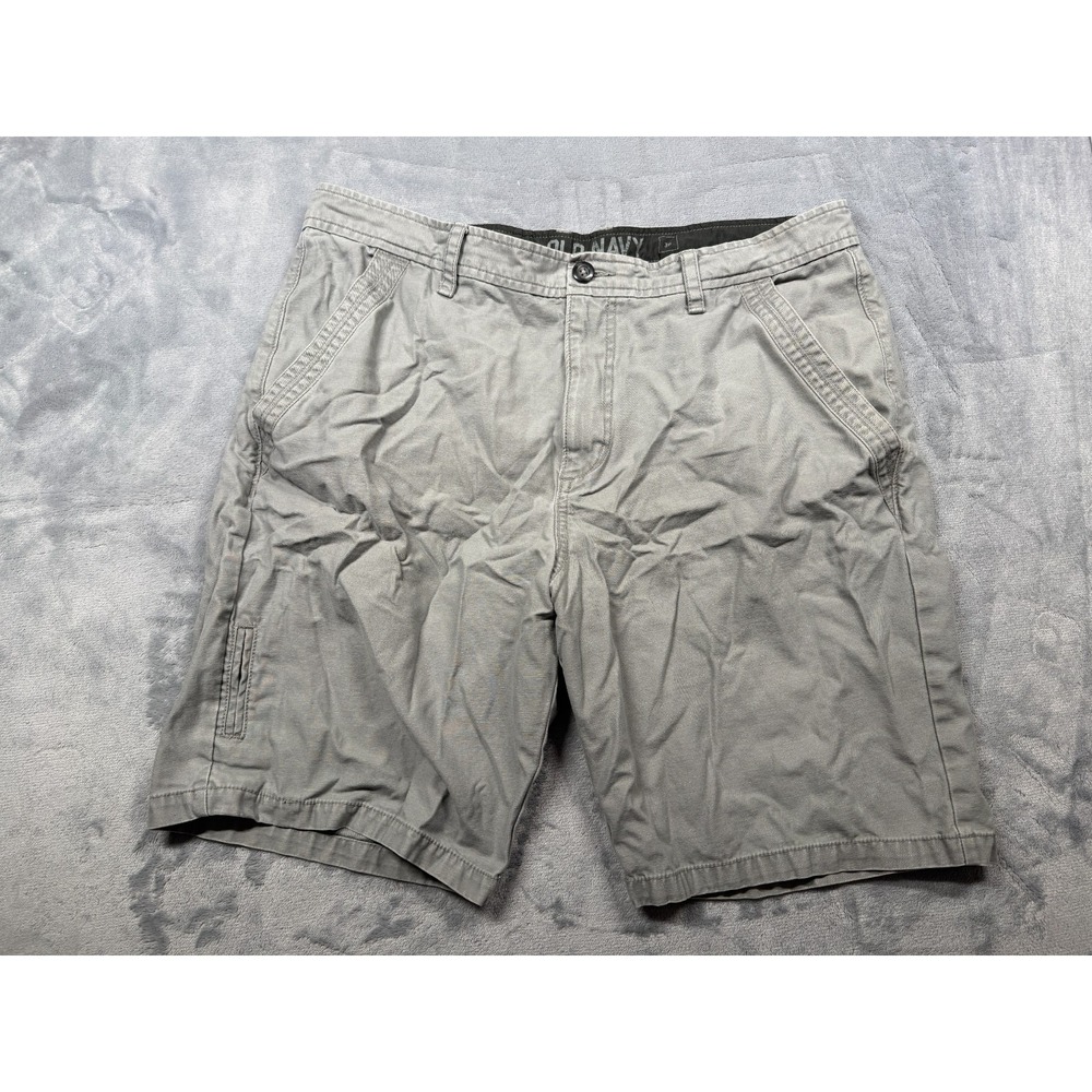 Old Navy Chino Shorts Mens 38 Gray Cotton Utility Casual Flat Front Summer 10in